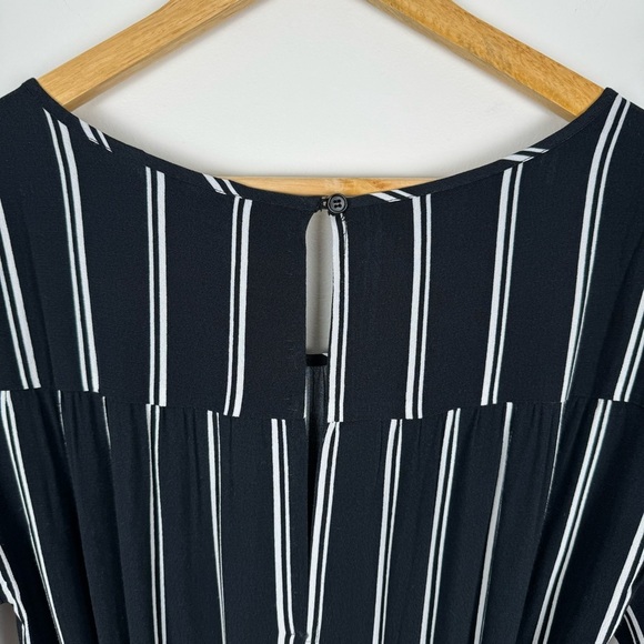 Sparkz Copenhagen Short Sleeve Crop Wide Leg Jumpsuit Black White Stripe Small - Picture 7 of 15